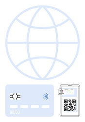 digital payment concept with credit card qr code vector image