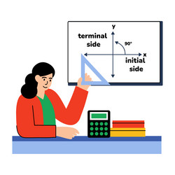 flat style of character calculating vector image