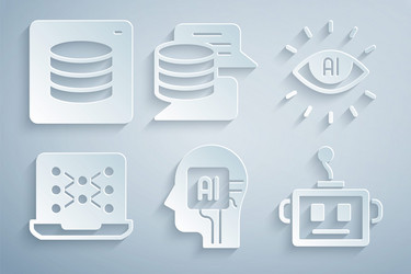 set humanoid robot artificial intelligence ai vector image