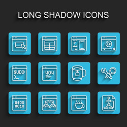 set line binary code browser with shield files vector image