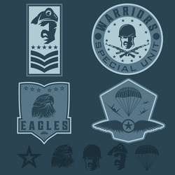 special unit military emblem set design template vector