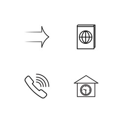 time linear icons set simple outline vector image