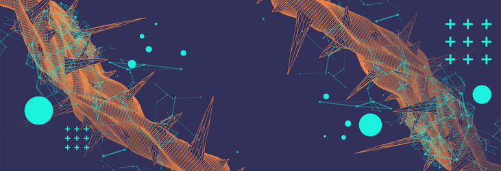 wireframe science background with plexus effect vector image