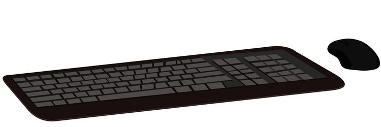 black computer keyboard and mouse isolated vector image