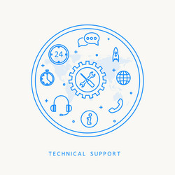 Technical support thine line design vector