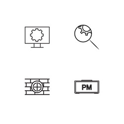 time linear icons set simple outline vector image