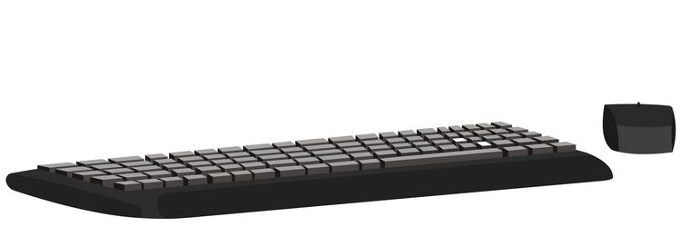 black computer keyboard and mouse isolated vector image