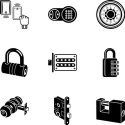 Complex lock icons set simple style vector