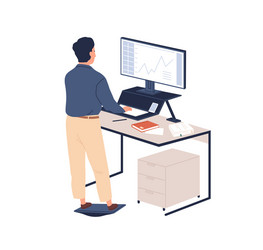 Man Working on Computer at Ergonomic Desk vector image