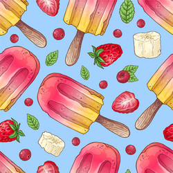 Raspberry Ice Cream Pattern vector image