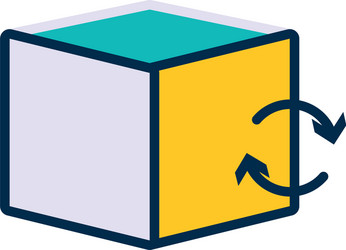 Cube with sync arrows icon line and fill style vector