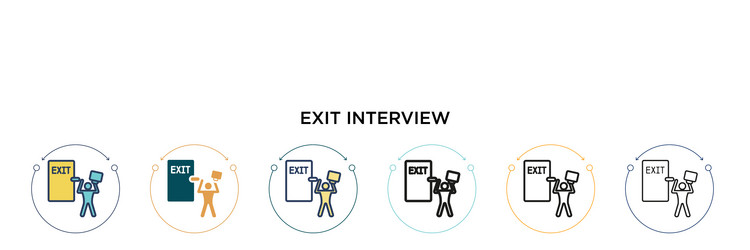 exit interview icon in filled thin line outline vector