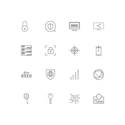 internet security simple linear icons set vector image