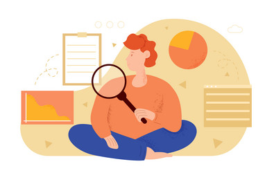 man is searching analyzing and auditing processes vector image
