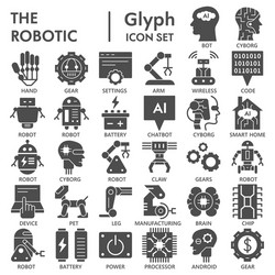 robotic solid icon set automatic technology vector image