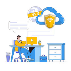 secure remote work concept with characters vector image