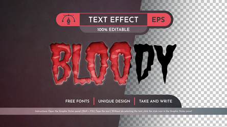 emboss blood - editable text effect font style vector image