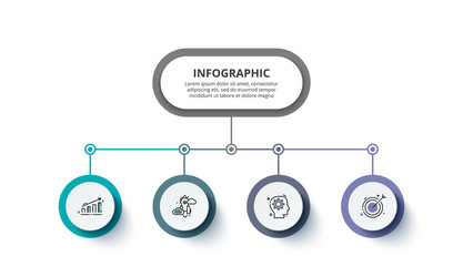 flow chart with main abstract element and 4 vector image