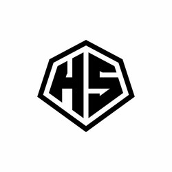 hs monogram logo with hexagon shape and line vector image