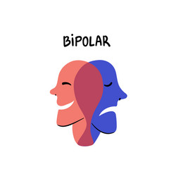 psychology bipolar smiling and sad heads merge vector