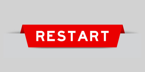 red color inserted label with word restart vector