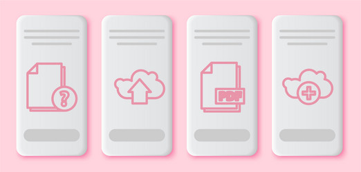 set line unknown document cloud upload pdf file vector image
