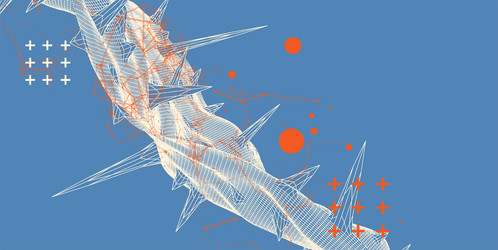 wireframe science background with plexus effect vector image