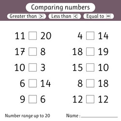 comparing numbers less than greater equal vector image