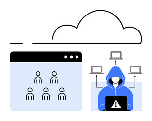 cybersecurity threat with hacker targeting cloud vector image