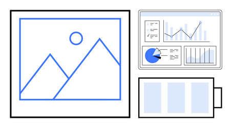 data visualization and image showcasing alongside vector image