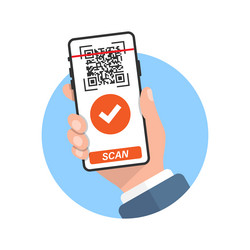 qr code scan in flat style mobile phone scanning vector image