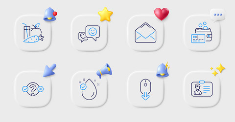 Mail quiz test and vitamin e line icons for web vector