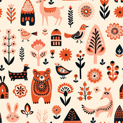 Simple minimalist scandinavian pattern with forest vector