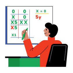 student solving a math problem flat style vector image