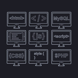 Collection of web development icons - html css tag vector