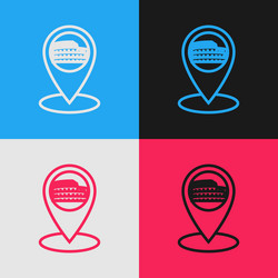 color line map pointer with coliseum in rome vector image