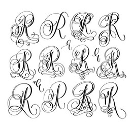 Elegant Calligraphy Script R Set vector image