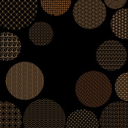 Gold circles with different geometric patterns vector