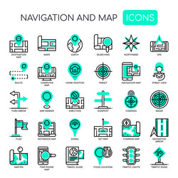 navigation map thin line and pixel perfect icons vector