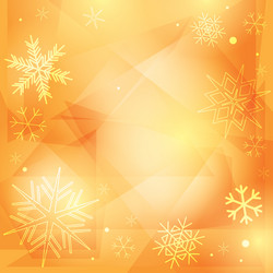 orange christmas background with white snowflakes vector