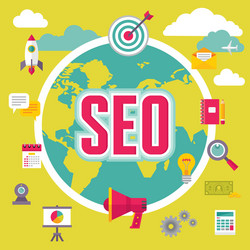 Seo - search engine optimization in flat design vector