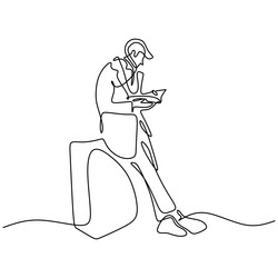 continuous single line drawing of a lecturer vector image
