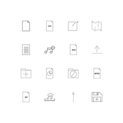 files and folders sign linear thin icons set vector image