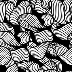 seamless pattern with wave line curls monochrome vector