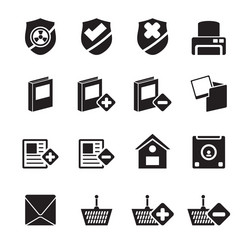 Silhouette internet and website buttons icons vector