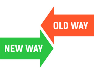 concept with arrows representing old way and new vector image