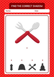 find the correct shadows game with spoon and fork vector image