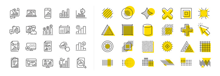 graph line icons set of chart presentation vector image
