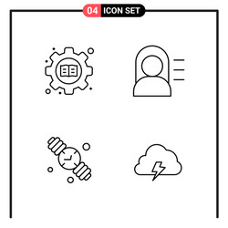 set 4 line style icons for web and mobile vector image