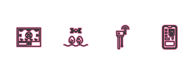 set line smart farming technology router and wi vector image